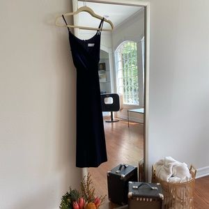 Aly & Jay Velvet Wrap Dress - Navy Blue